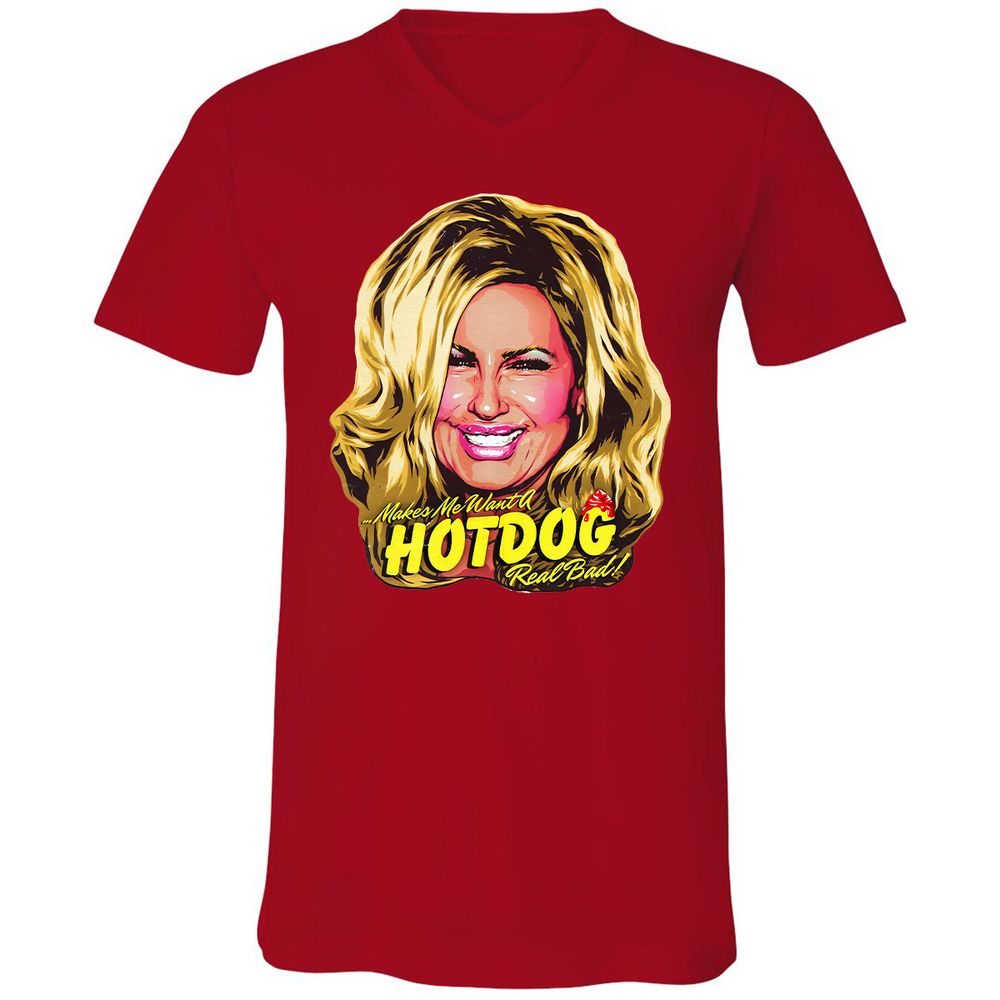 Unisex V-Neck T-Shirt - TAQHUYHF - Red - 3