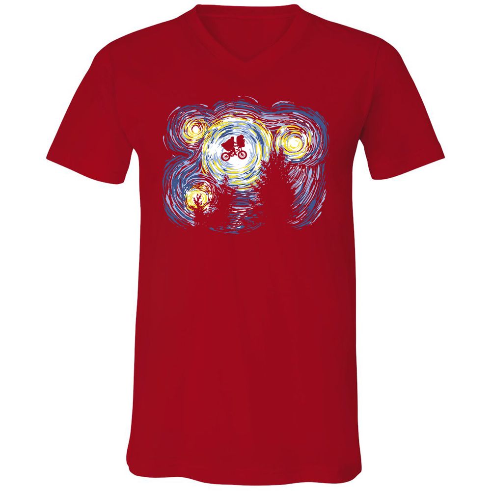 Unisex V-Neck T-Shirt - KNPXQMZB - Red - 3