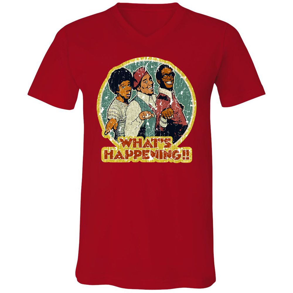 Unisex V-Neck T-Shirt - W7U9CAV2 - Red - 3