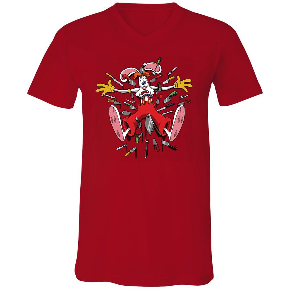 Unisex V-Neck T-Shirt - 5ZATVGA1 - Red - 3
