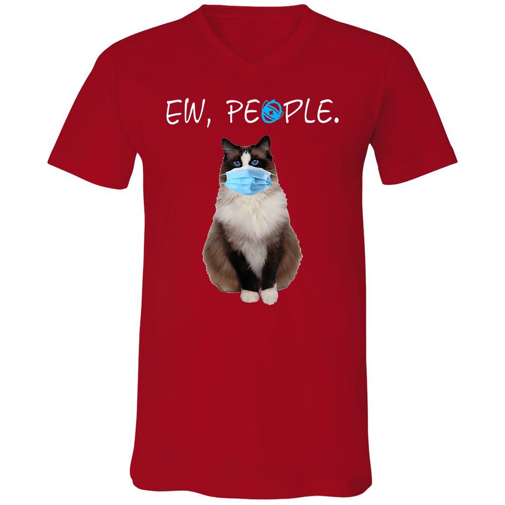 Unisex V-Neck T-Shirt - R6KT45V3 - Red - 3