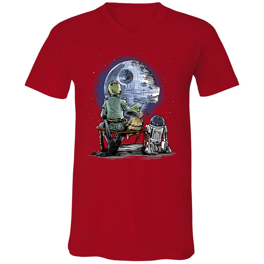 Unisex V-Neck T-Shirt - 45TLWXRT - Red - 3