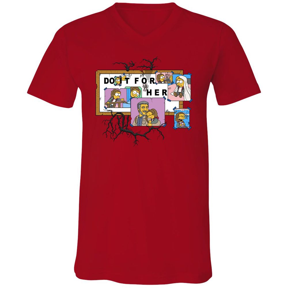Unisex V-Neck T-Shirt - JQ1NPCKQ - Red - 3