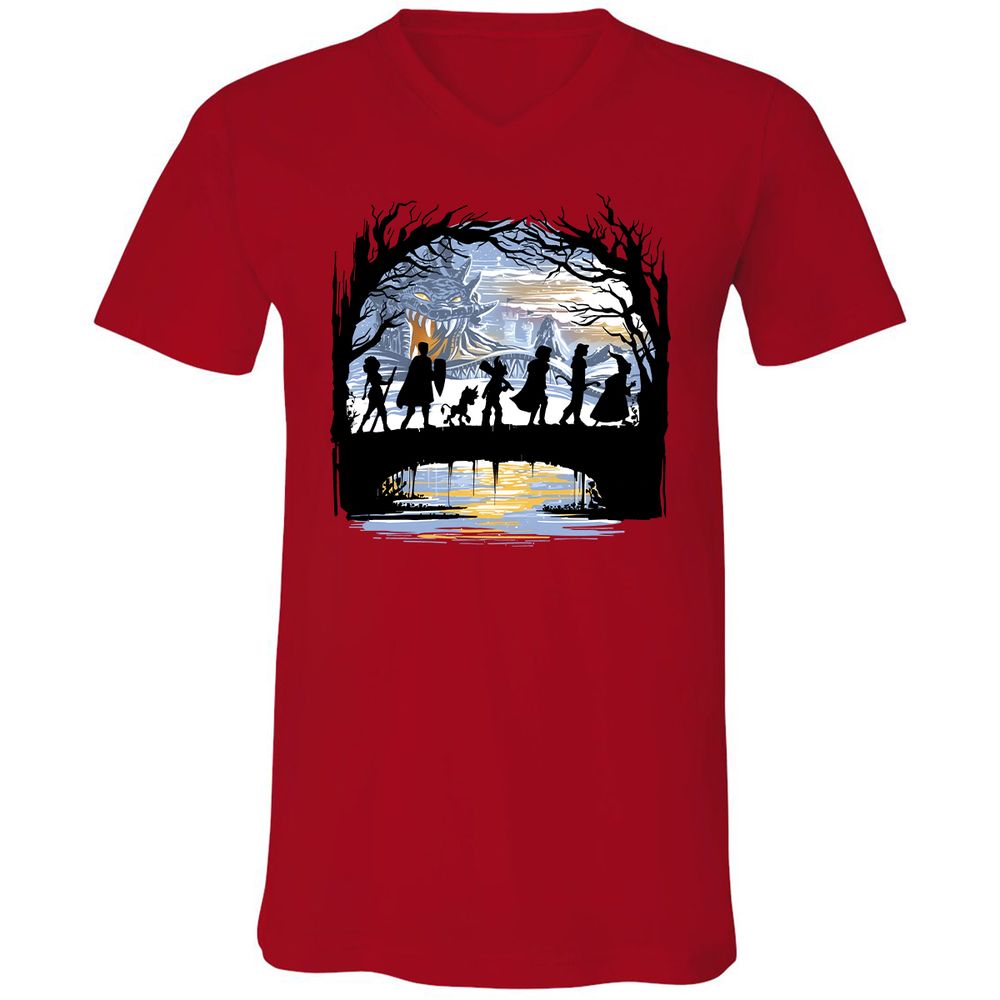 Unisex V-Neck T-Shirt - B54Y35MS - Red - 3