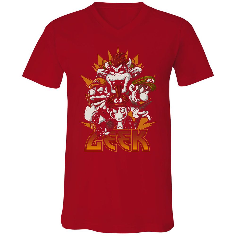 Unisex V-Neck T-Shirt - QZHASNWA - Red - 3