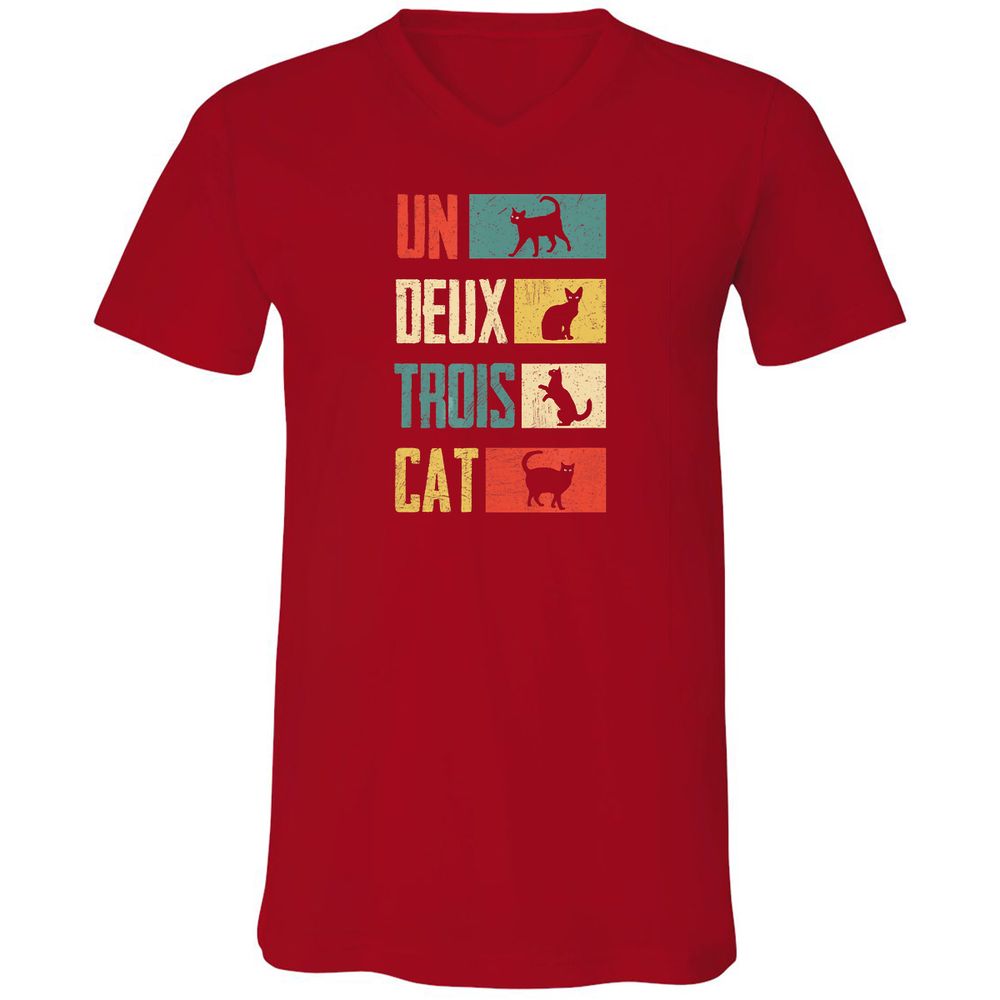 Unisex V-Neck T-Shirt - 3EXCAQLE - Red - 3