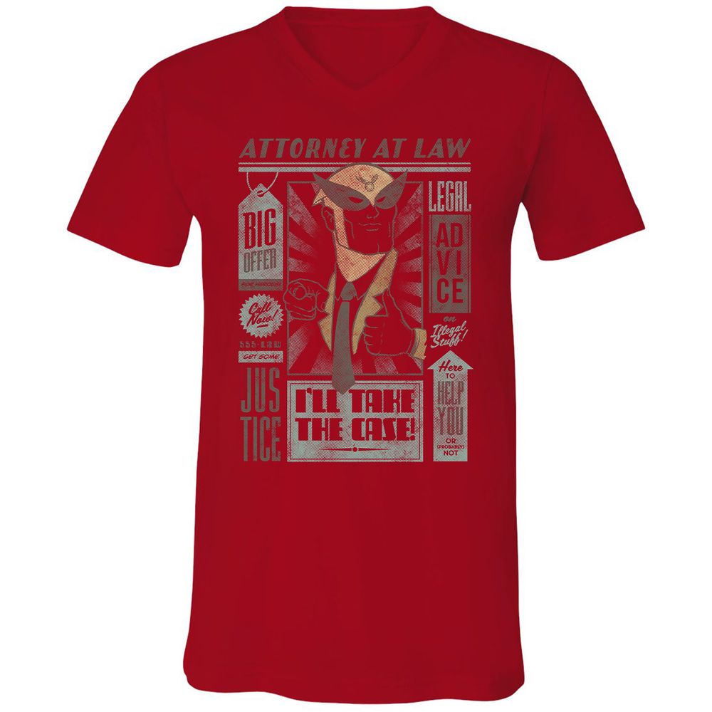 Unisex V-Neck T-Shirt - 7T4FBEZ7 - Red - 3