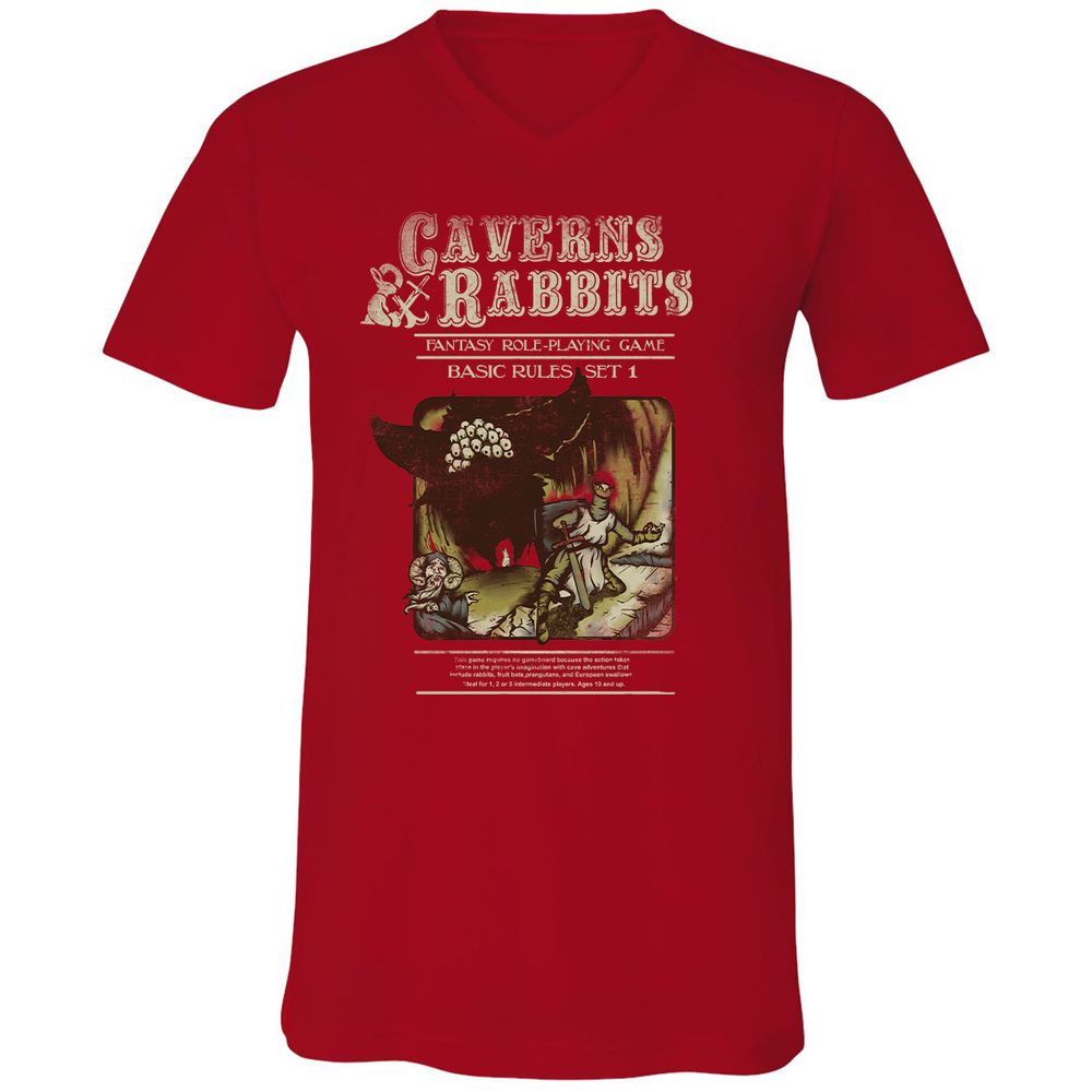 Unisex V-Neck T-Shirt - C7KTRTZF - Red - 3