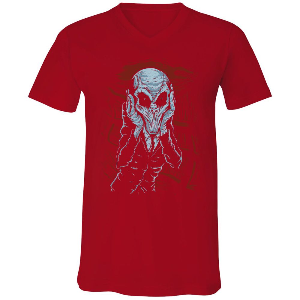 Unisex V-Neck T-Shirt - H54W6YJ9 - Red - 3