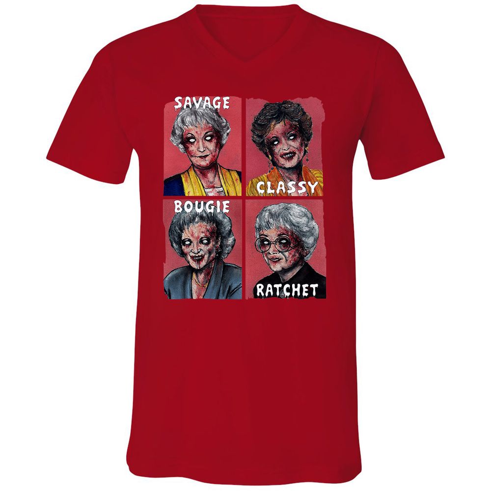 Unisex V-Neck T-Shirt - URHG9LDF - Red - 3