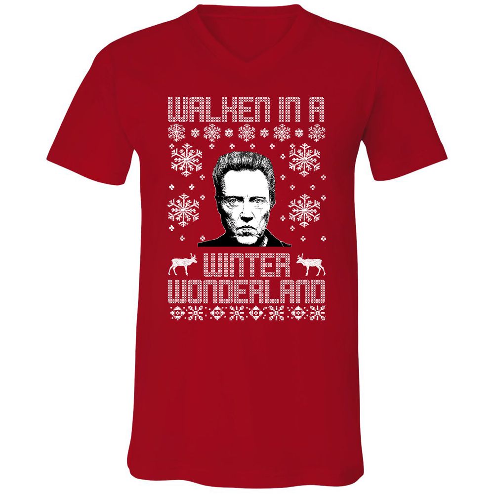 Unisex V-Neck T-Shirt - UHV5Q7KT - Red - 3