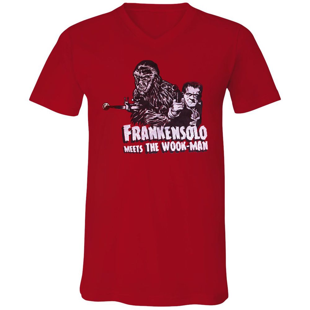 Unisex V-Neck T-Shirt - KPLYBXQH - Red - 3