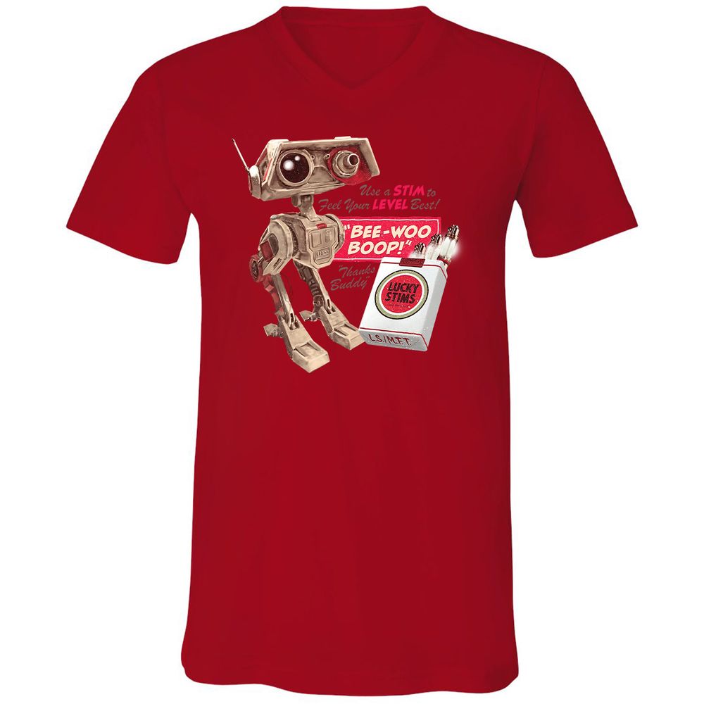 Unisex V-Neck T-Shirt - M7YJHNMC - Red - 3