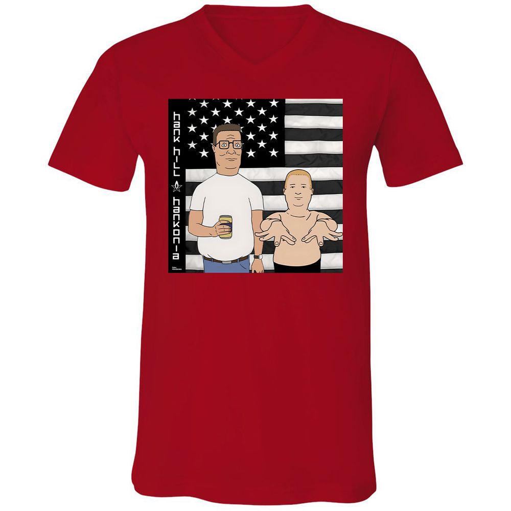 Unisex V-Neck T-Shirt - FJ74KX2E - Red - 3