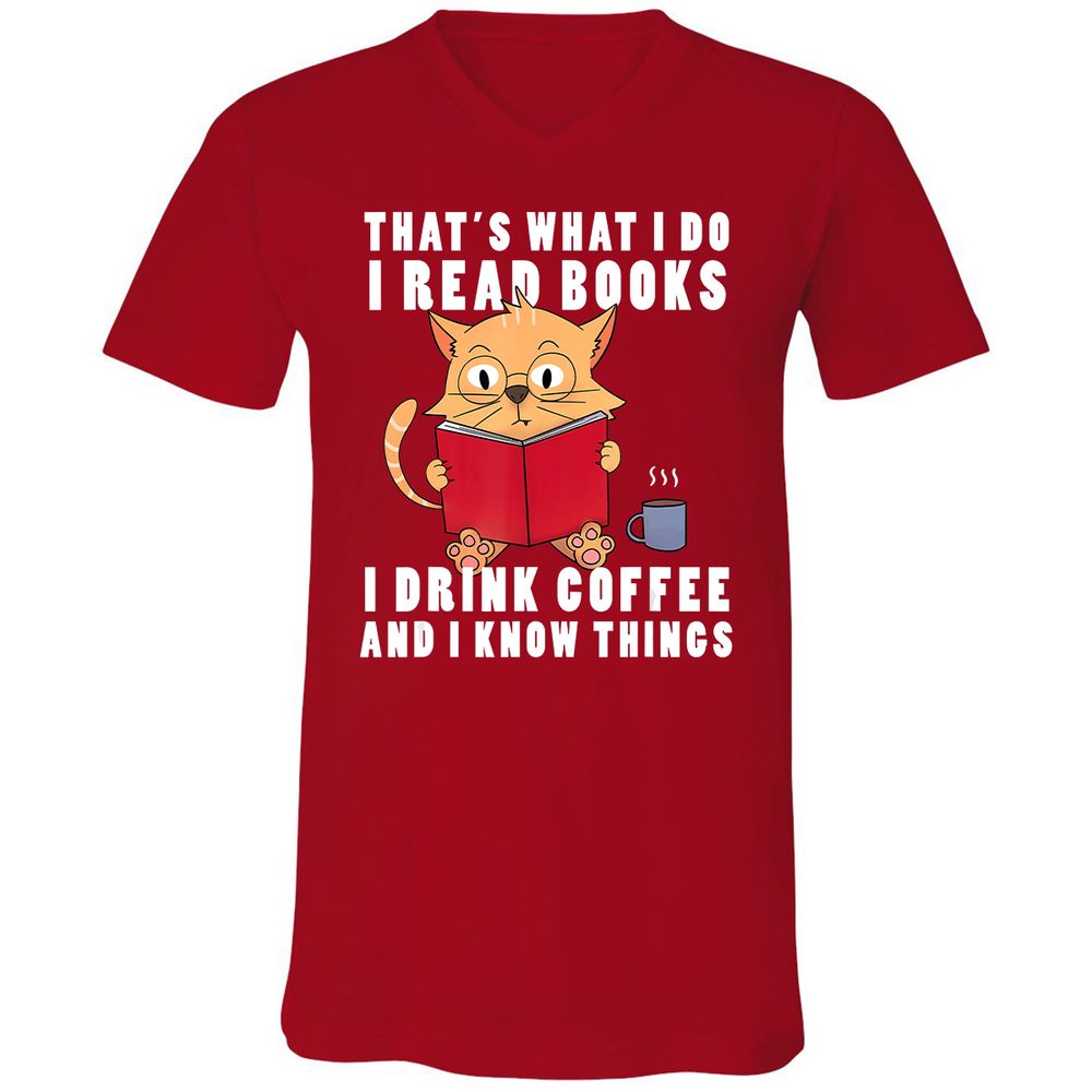 Unisex V-Neck T-Shirt - R2HNWBZJ - Red - 3