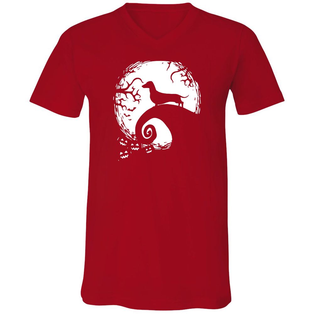 Unisex V-Neck T-Shirt - M6GEFL3Y - Red - 3
