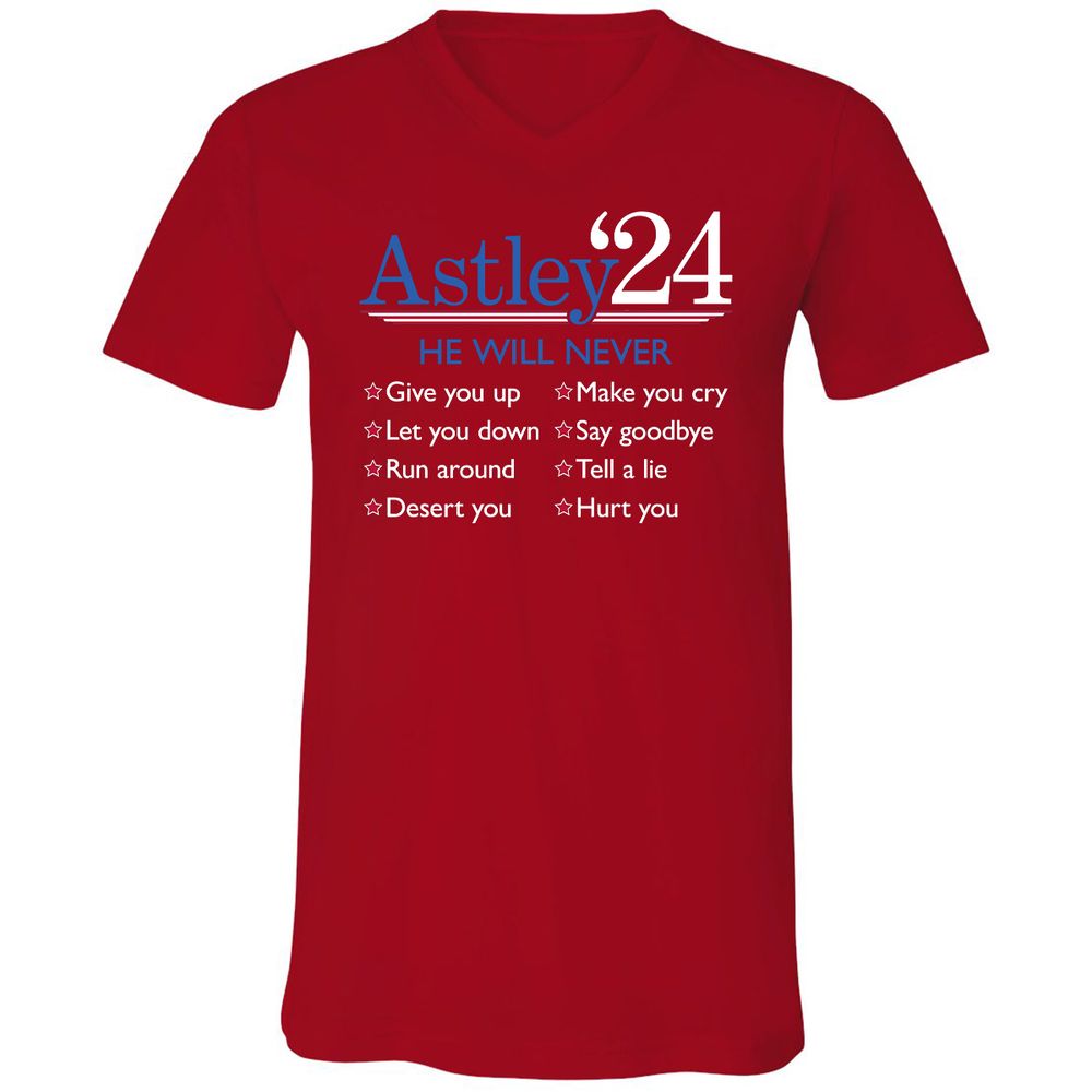 Unisex V-Neck T-Shirt - YCU4QJHC - Red - 3