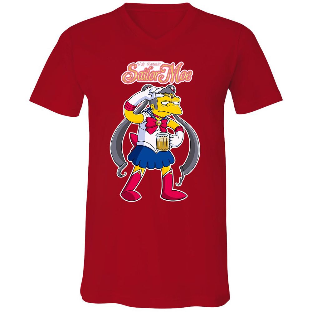 Unisex V-Neck T-Shirt - RP5NB6MK - Red - 3