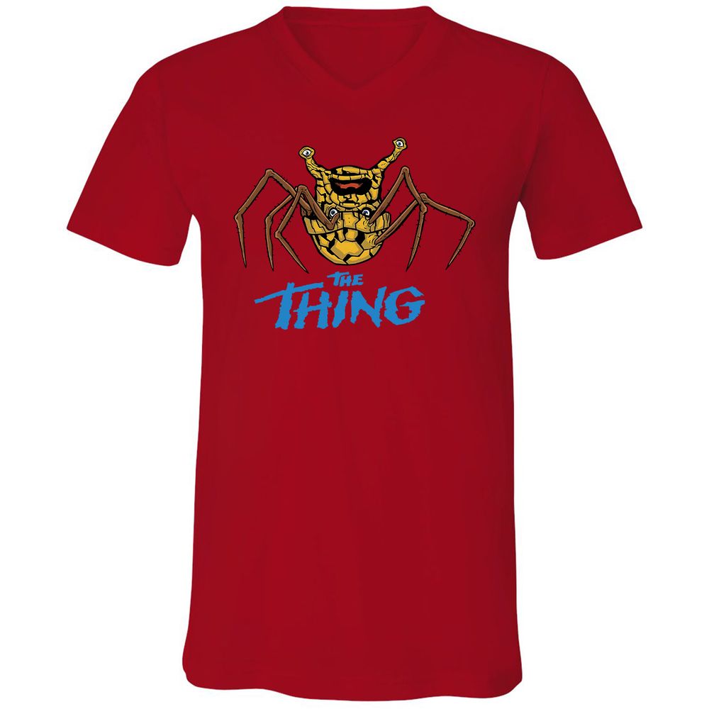 Unisex V-Neck T-Shirt - SXC7MQ79 - Red - 3