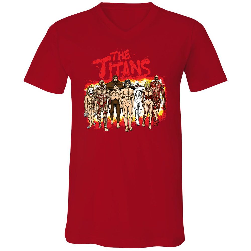 Unisex V-Neck T-Shirt - U3ZXK42X - Red - 3