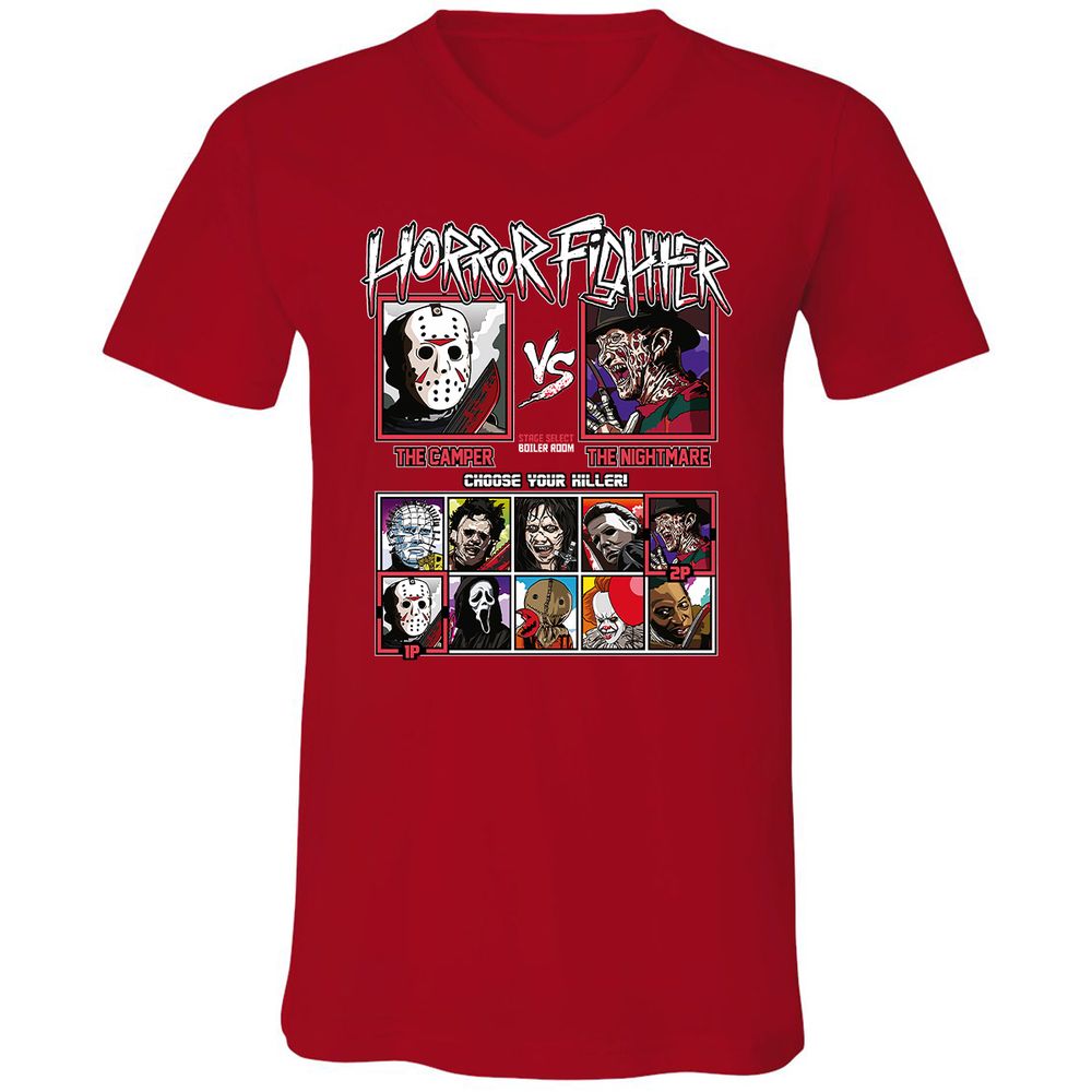 Unisex V-Neck T-Shirt - CALQGWQX - Red - 3