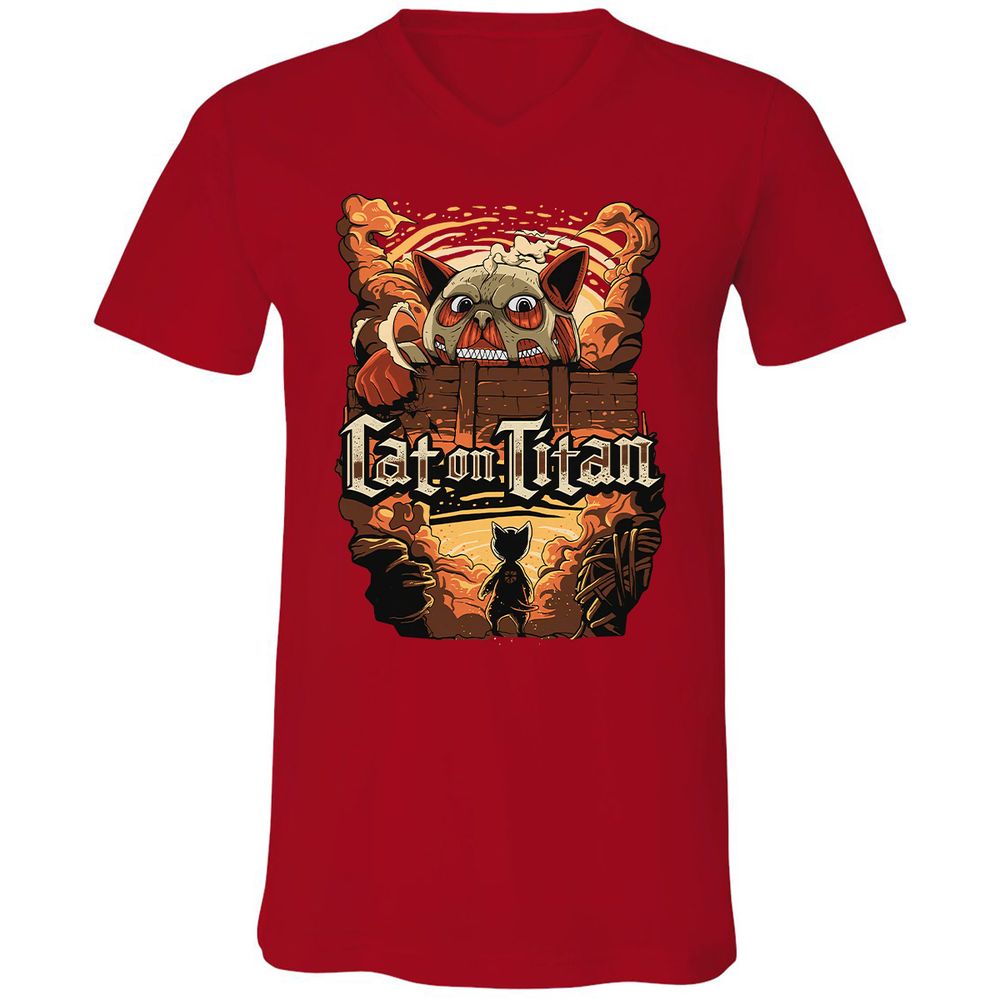 Unisex V-Neck T-Shirt - SJA7X22M - Red - 3