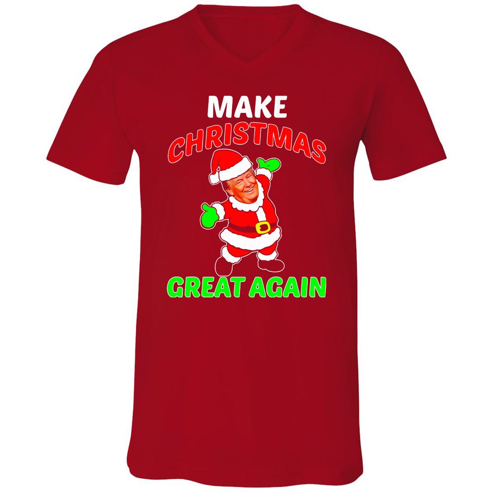 Unisex V-Neck T-Shirt - BJ3ZJHX2 - Red - 3