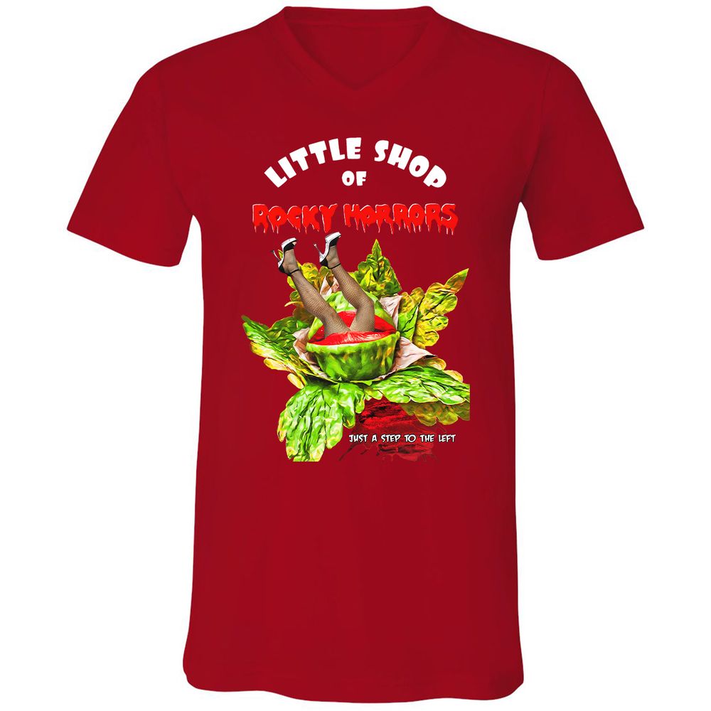 Unisex V-Neck T-Shirt - Black - Red - 3