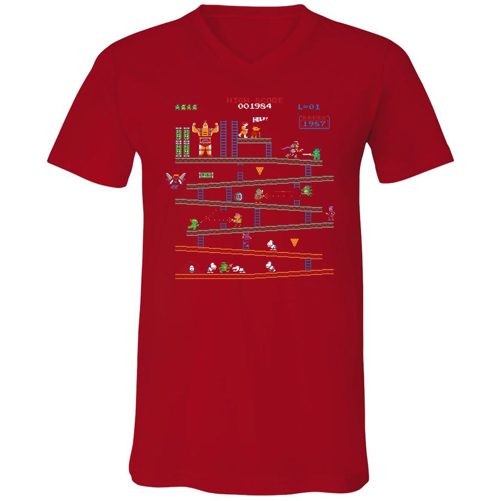 Unisex V-Neck T-Shirt - GHKF9MF2 - Red - 3