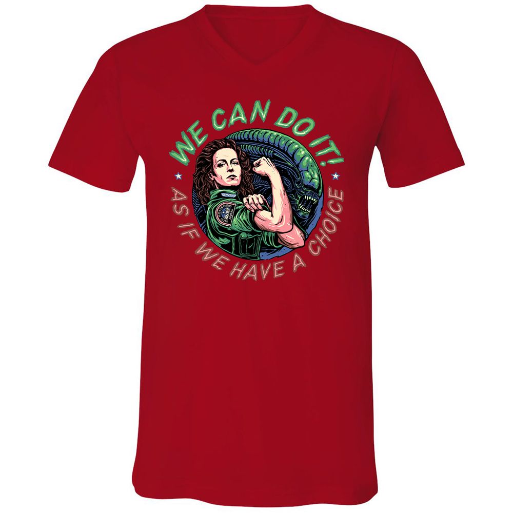 Unisex V-Neck T-Shirt - C7YYFLEB - Red - 3