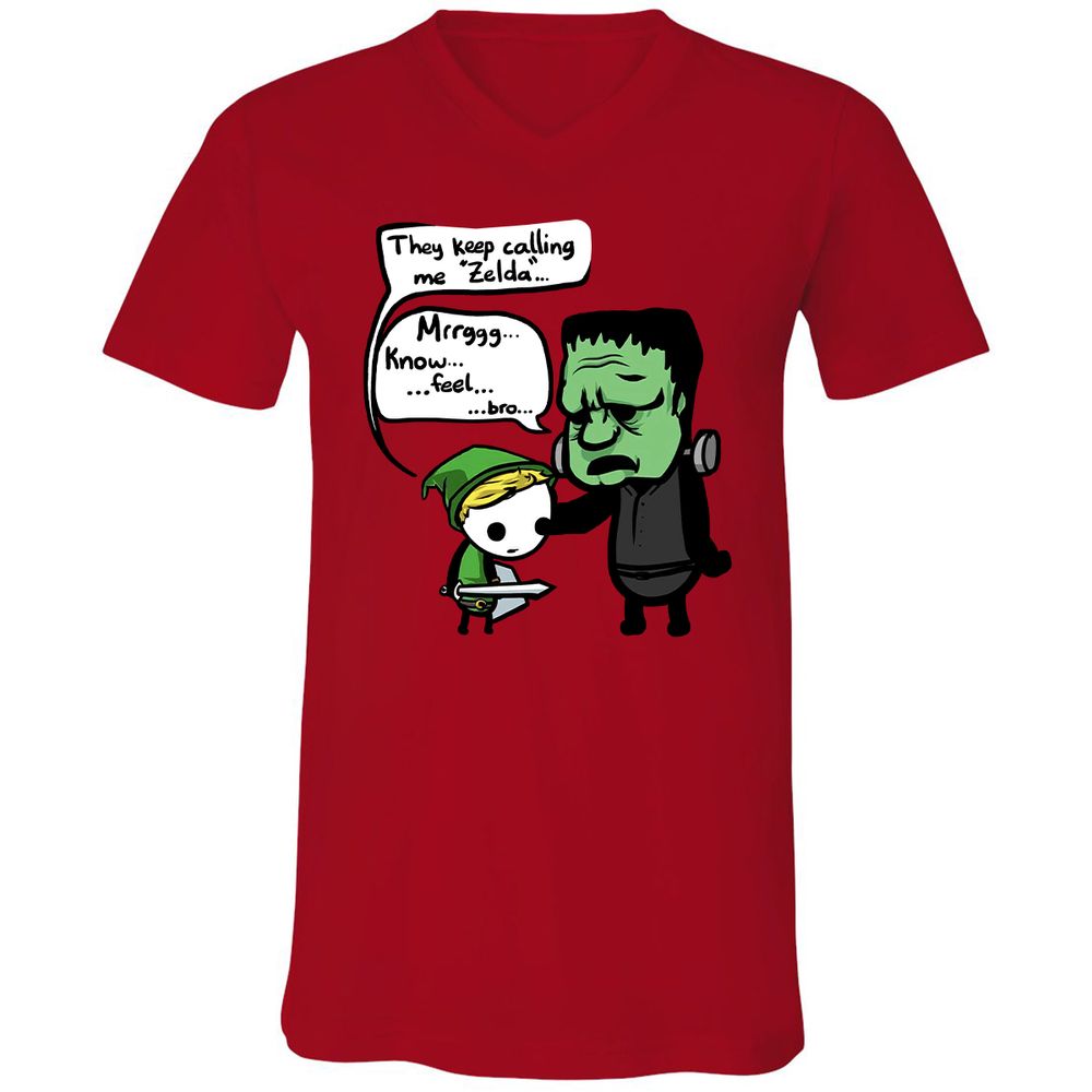 Unisex V-Neck T-Shirt - 6GPRYMHJ - Red - 3