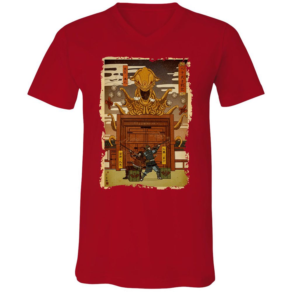 Unisex V-Neck T-Shirt - MREQH3NN - Red - 3