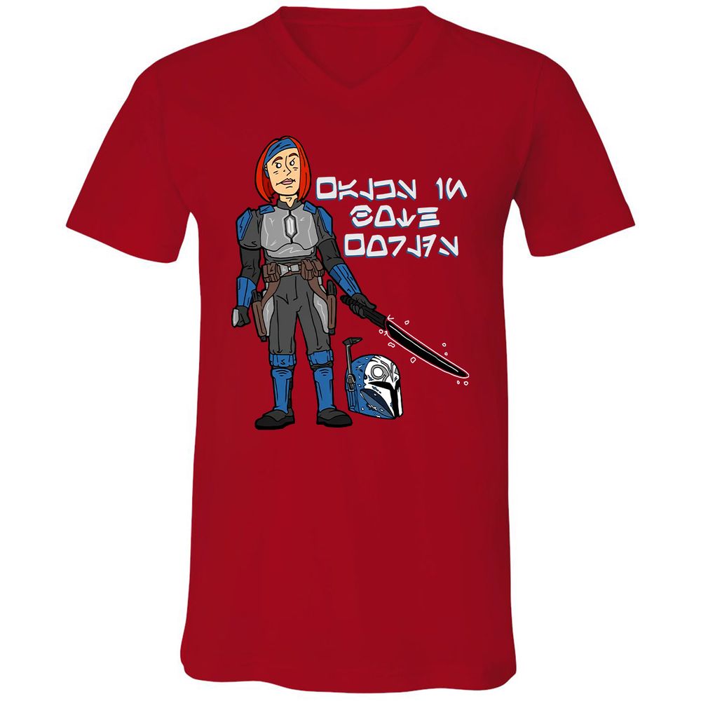 Unisex V-Neck T-Shirt - R6SCAQQV - Red - 3