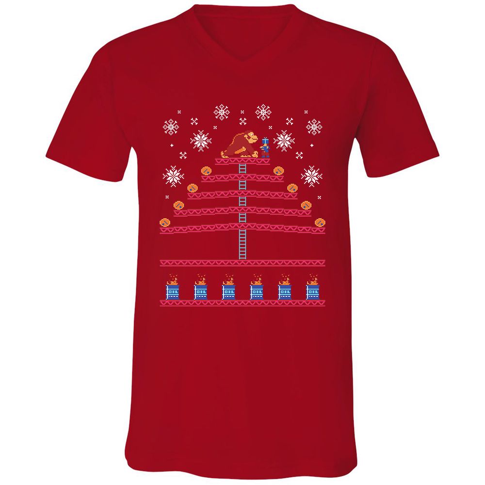 Unisex V-Neck T-Shirt - KQKNH9ZD - Red - 3