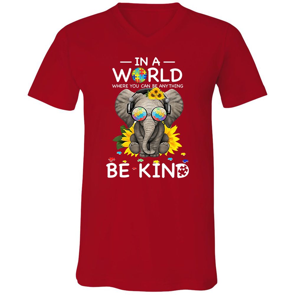 Unisex V-Neck T-Shirt - G77U5664 - Red - 3