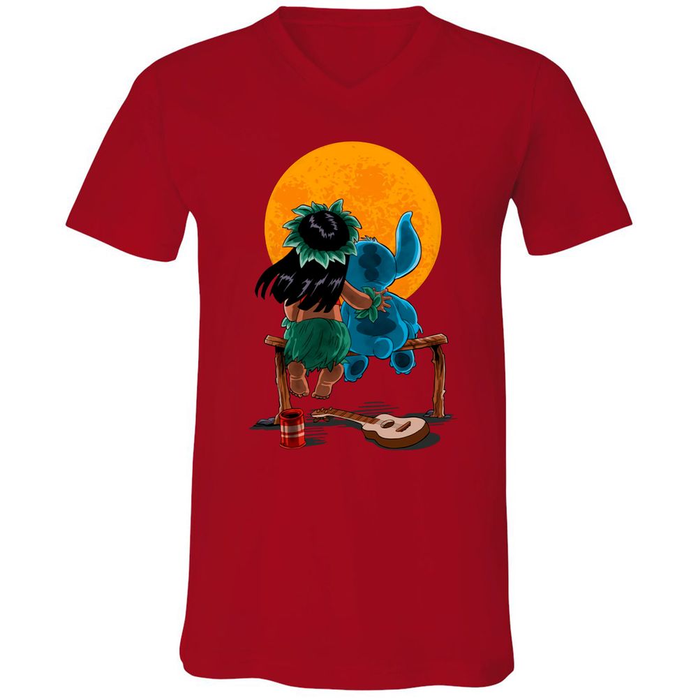 Unisex V-Neck T-Shirt - DC6H9N74 - Red - 3