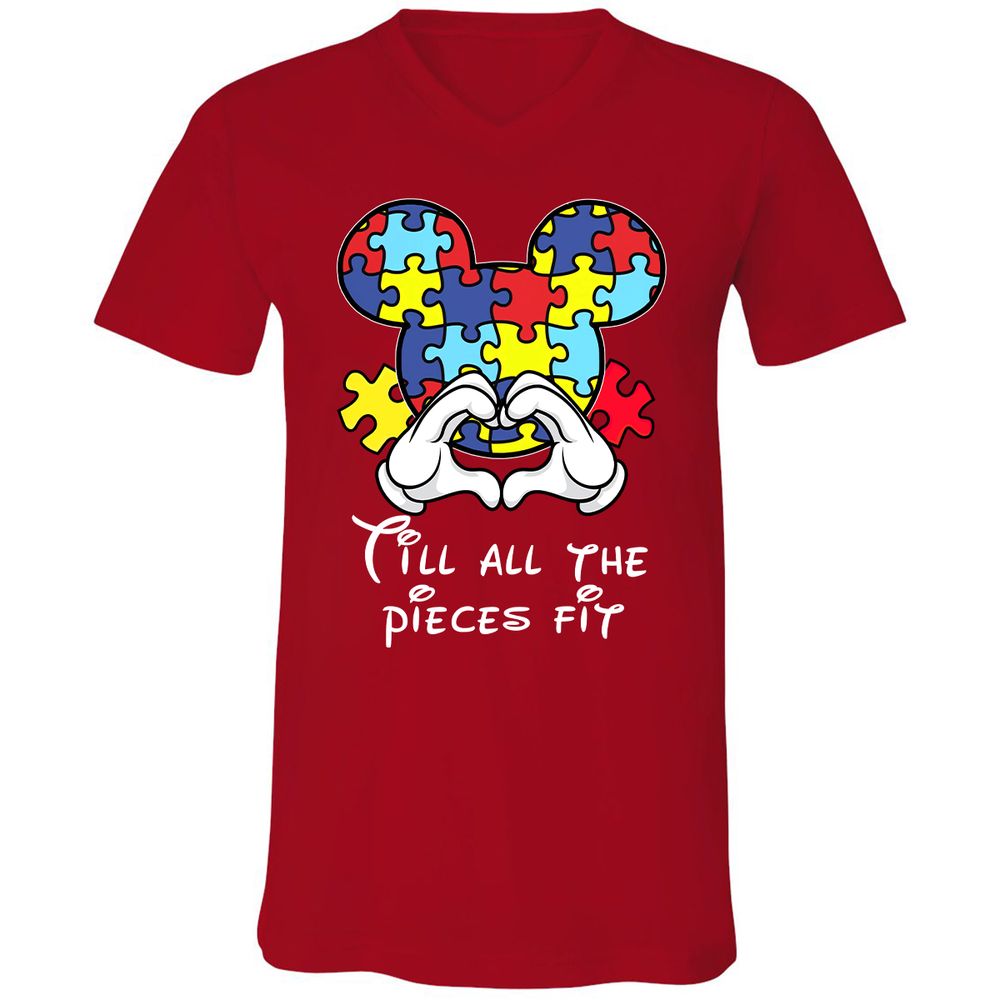 Unisex V-Neck T-Shirt - 358P94P9 - Red - 3