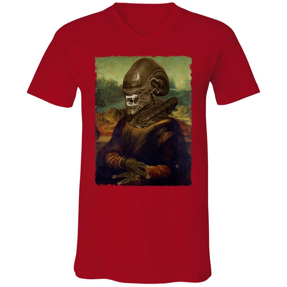Unisex V-Neck T-Shirt - 1WGK514Y - Red - 3