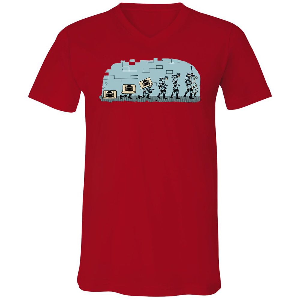 Unisex V-Neck T-Shirt - R16BXFC9 - Red - 3
