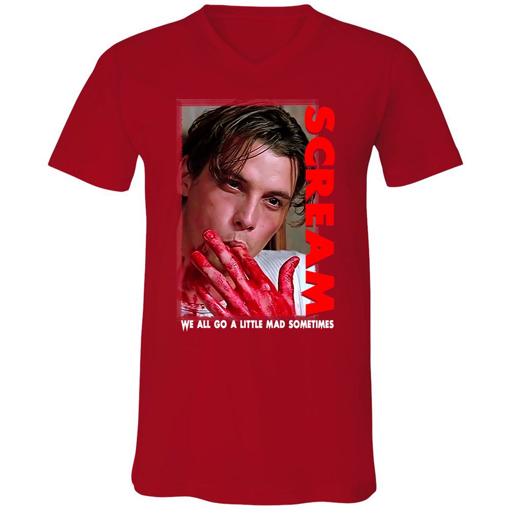 Unisex V-Neck T-Shirt - 64QJ4B6D - Red - 3