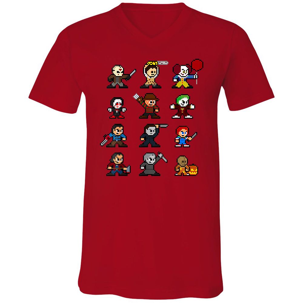 Unisex V-Neck T-Shirt - BH47GQV9 - Red - 3