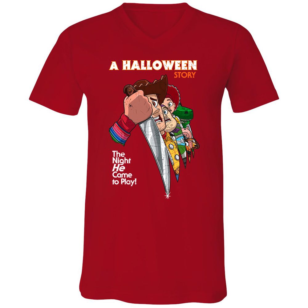 Unisex V-Neck T-Shirt - Q8ZWRSSV - Red - 3