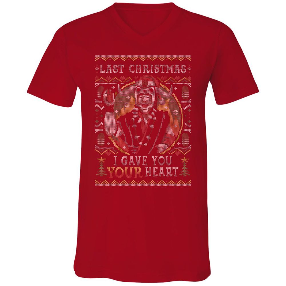 Unisex V-Neck T-Shirt - RPYBKFFG - Red - 3