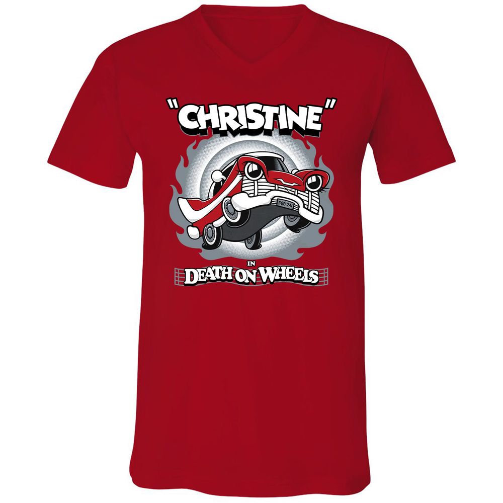 Unisex V-Neck T-Shirt - HTDZKFAT - Red - 3