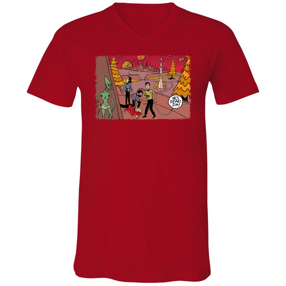 Unisex V-Neck T-Shirt - 6X8JSEMB - Red - 3