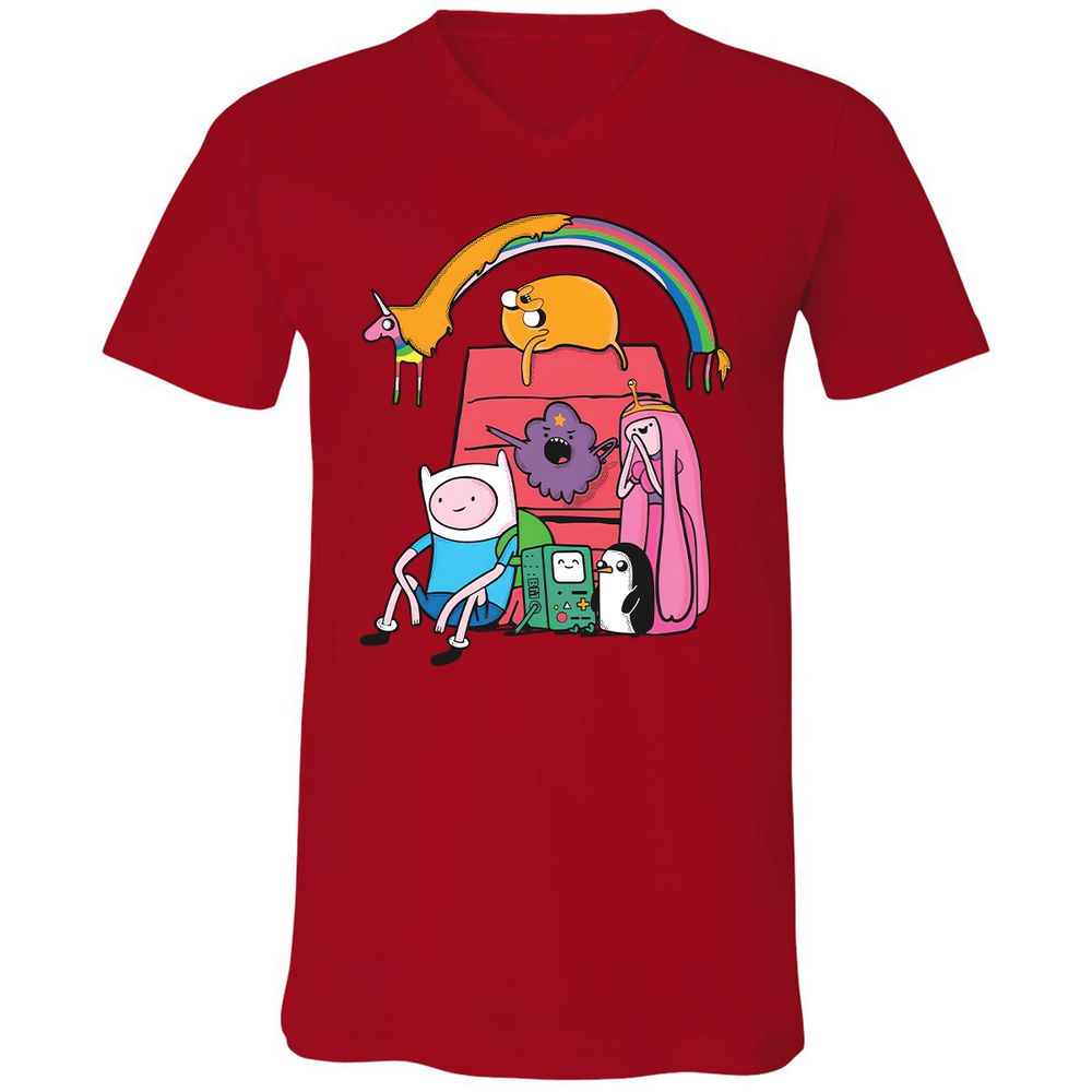 Unisex V-Neck T-Shirt - 4LPXVRDQ - Red - 3