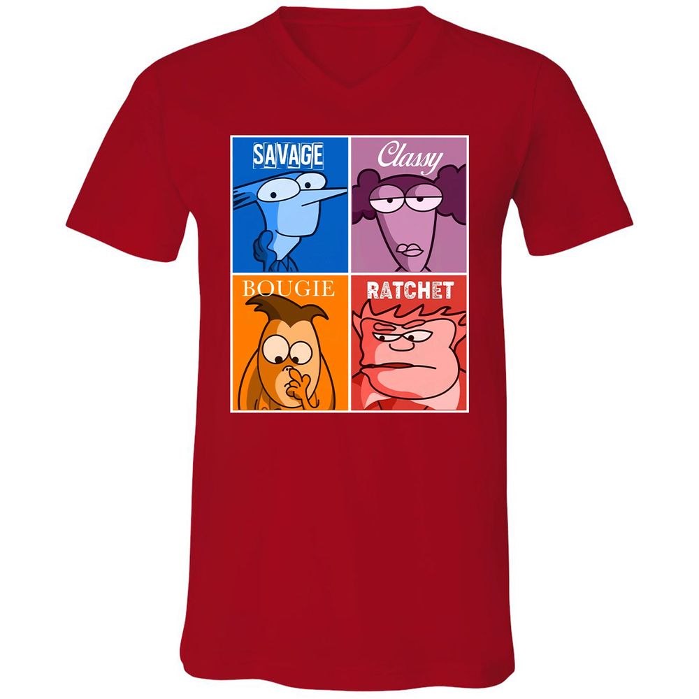Unisex V-Neck T-Shirt - 4541EUWJ - Red - 3