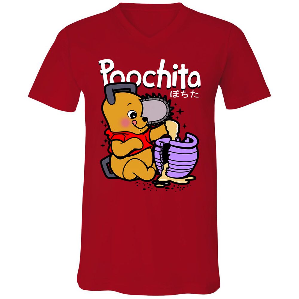 Unisex V-Neck T-Shirt - 56Z7PVWU - Red - 3