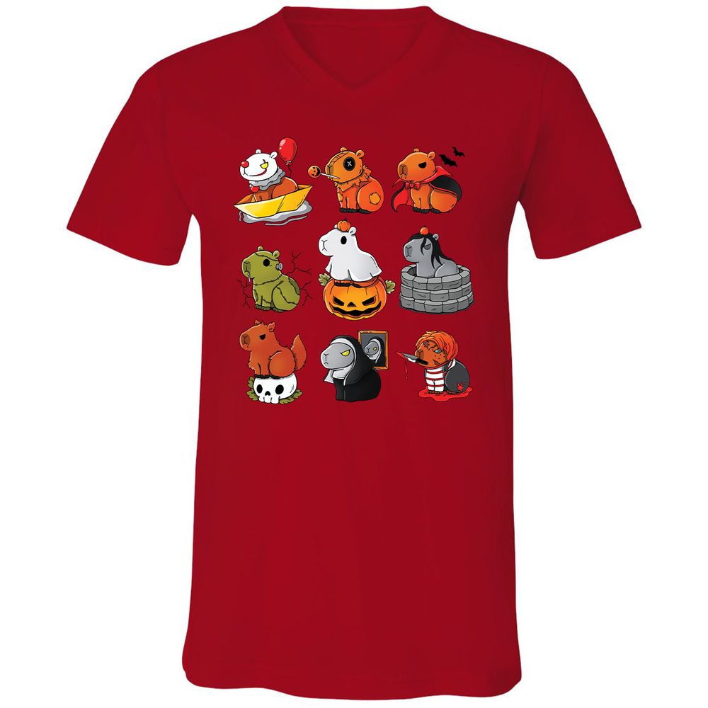 Unisex V-Neck T-Shirt - ZKGSTA7R - Red - 3