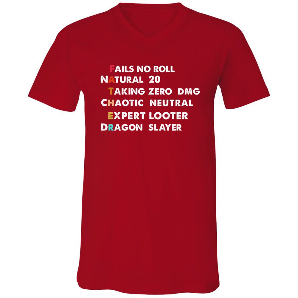 Unisex V-Neck T-Shirt - NH4F74H6 - Red - 3